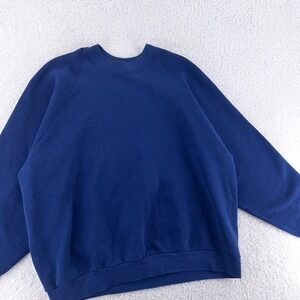 vintage 90s BLANK BLUE FRUIT OF THE LOOM CREWNECK SWEATSHIRT LARGE